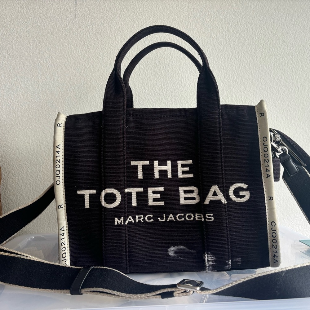 Marc Jacobs Black and White Canvas Tote with Contrast Trim